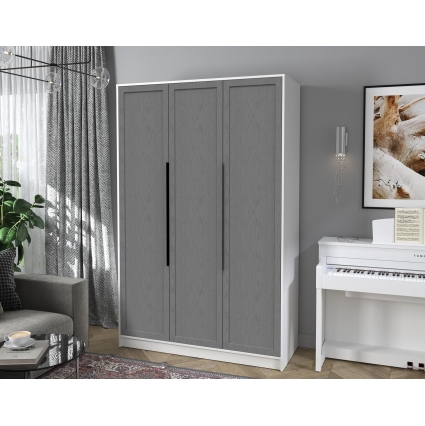 Шкаф распашной Тренд КТ-Ш3 (Белый платинум ЛДСП/ Дуб серый ЛМДФ) Ш1360 В2128 Г547